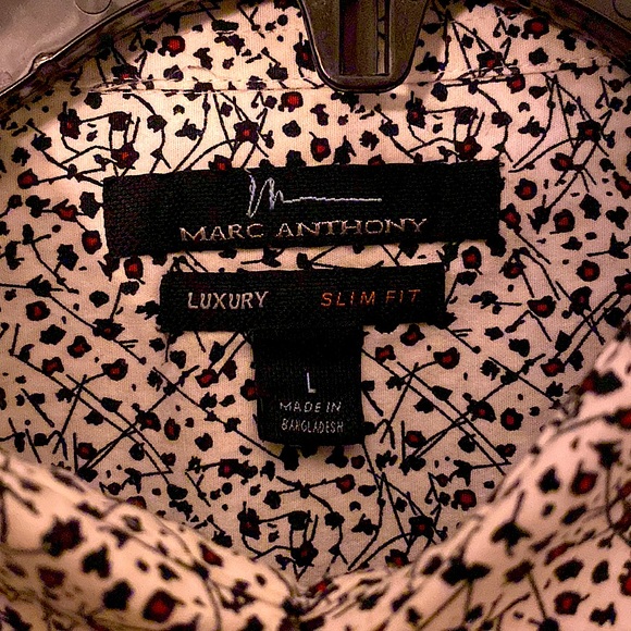 Marc Anthony Luxury Slim Fit Button Up Shirt - White, Black, & Red - Picture 4 of 4